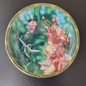 Cyndi Nelson| Floral and Hummingbird Decorative Plate | Pickard | 1990s